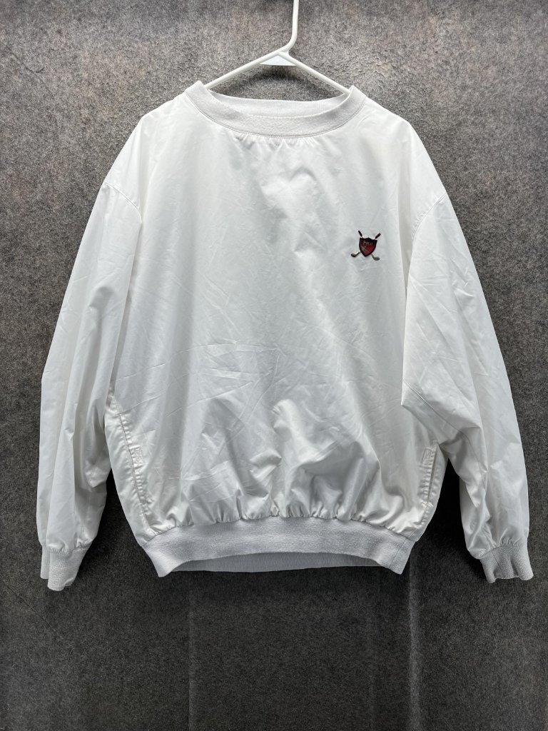 Polo Golf Ralph Lauren Jacket Mens Large White Pullover Lined Golf Windbreaker